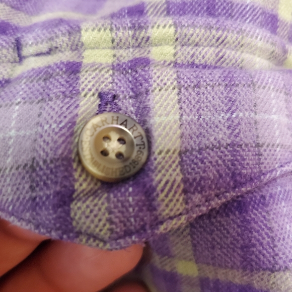 Carhartt For Women Plaid Flannel Long Sleeve Purple Button Up Shirt Size Sm 4/6 - Picture 10 of 13